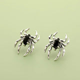 Davis 925 Sterling Thai Silver Gothic CZ Spider Charm Stud Earrings