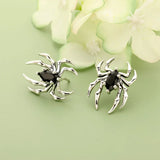 Davis 925 Sterling Thai Silver Gothic CZ Spider Charm Stud Earrings