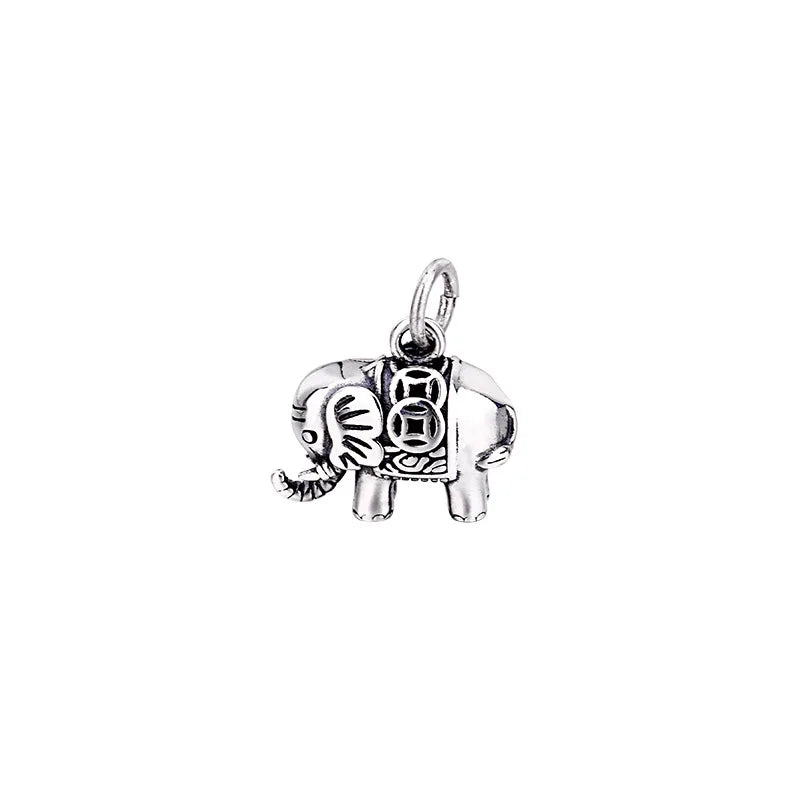 TrustDavis 925 Sterling Silver Elephant Charm Pendant DIY Jewelry