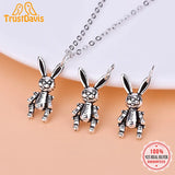 TrustDavis 925 Sterling Silver Rabbit Charm Pendant DIY Jewelry