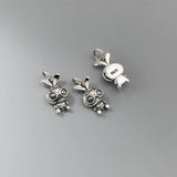 TrustDavis 925 Sterling Thai Silver Rabbit Glasses Pendant Necklace DIY Jewelry