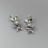 TrustDavis 925 Sterling Thai Silver Rabbit Glasses Pendant Necklace DIY Jewelry