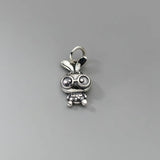 TrustDavis 925 Sterling Thai Silver Rabbit Glasses Pendant Necklace DIY Jewelry