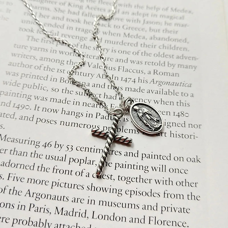 Sweet Cross/Virgin Mary Necklace Thai Silver S925