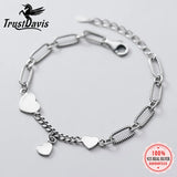 Davis 925 Sterling Silver Heart Chain Bracelet For Women Wedding Party