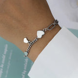 Davis 925 Sterling Silver Heart Chain Bracelet For Women Wedding Party