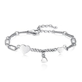Davis 925 Sterling Silver Heart Chain Bracelet For Women Wedding Party
