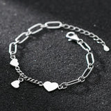Davis 925 Sterling Silver Heart Chain Bracelet For Women Wedding Party