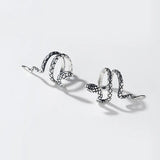 Real 925 Sterling Thai Silver Snake Ear Cuff Clip Earrings For Women