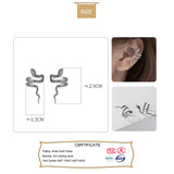 Real 925 Sterling Thai Silver Snake Ear Cuff Clip Earrings For Women