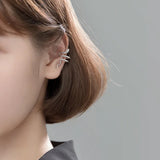 Real 925 Sterling Thai Silver Snake Ear Cuff Clip Earrings For Women