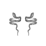 Real 925 Sterling Thai Silver Snake Ear Cuff Clip Earrings For Women