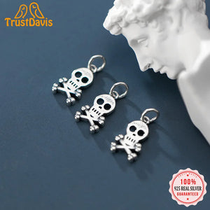 TrustDavis 925 Sterling Silver Skull Charm DIY Pendant