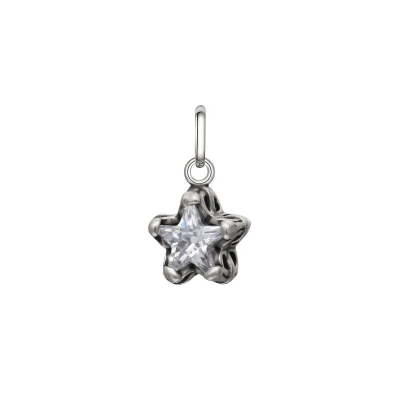 TrustDavis Real 925 Sterling Silver Star CZ Charm Pendant DIY Accessories