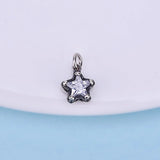 TrustDavis Real 925 Sterling Silver Star CZ Charm Pendant DIY Accessories