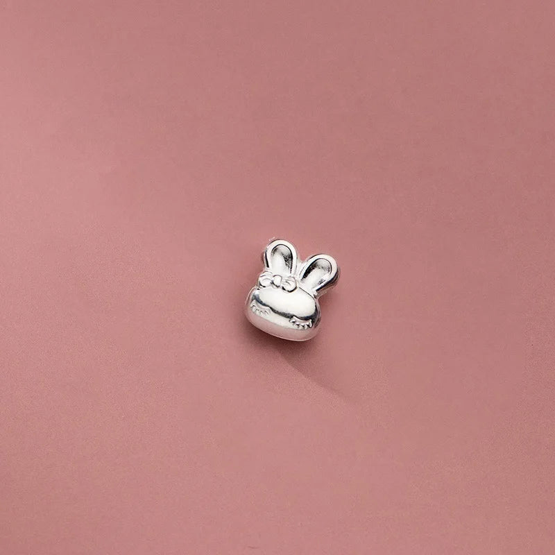 TrustDavis 999 Silver 3D Rabbit Charm Separator Beads DIY Fit Bracelet