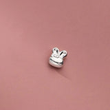 TrustDavis 999 Silver 3D Rabbit Charm Separator Beads DIY Fit Bracelet