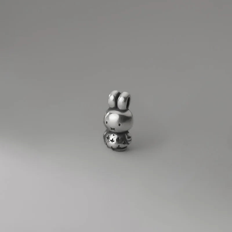 Genuine 999 Sterling Silver Rabbit Beads for DIY Bracelet Necklace