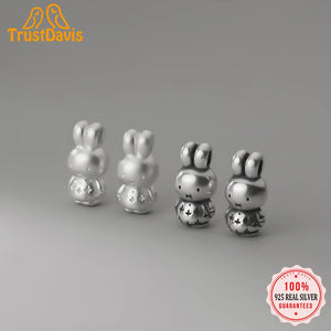 Genuine 999 Sterling Silver Rabbit Beads for DIY Bracelet Necklace