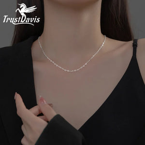 TrustDavis Romantic Heart LOVE Chain Necklace for Women Wedding