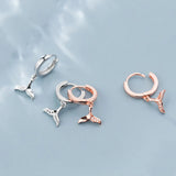 925 Silver Mermaid Tail CZ Hoop Earring Women Gift DA554