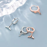 925 Silver Mermaid Tail CZ Hoop Earring Women Gift DA554