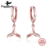 925 Silver Mermaid Tail CZ Hoop Earring Women Gift DA554