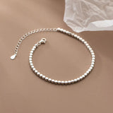 Sterling Silver Square Beads Bracelet for Women Fine Gift