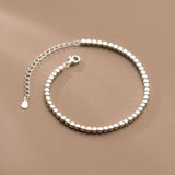Sterling Silver Square Beads Bracelet for Women Fine Gift