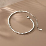 Sterling Silver Square Beads Bracelet for Women Fine Gift
