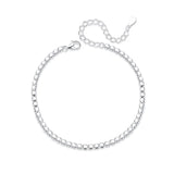 Sterling Silver Square Beads Bracelet for Women Fine Gift