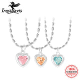 TrustDavis S925 Sterling Silver Zircon Heart Pendant Necklace