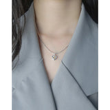 TrustDavis S925 Sterling Silver Zircon Heart Pendant Necklace