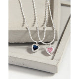 TrustDavis S925 Sterling Silver Zircon Heart Pendant Necklace