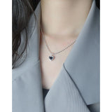 TrustDavis S925 Sterling Silver Zircon Heart Pendant Necklace