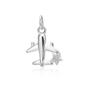 TrustDavis S925 Silver Aircraft CZ Charms Pendant DIY Jewelry HY300