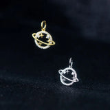Davis Sterling Silver Star Planet CZ Charms Pendant DIY Jewelry