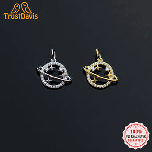 Davis Sterling Silver Star Planet CZ Charms Pendant DIY Jewelry