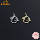 Davis Sterling Silver Star Planet CZ Charms Pendant DIY Jewelry