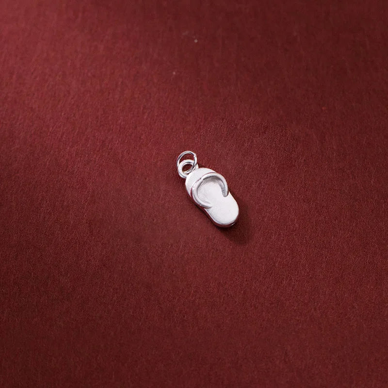TrustDavis S999 Sterling Silver Slipper Charm Pendant DIY Necklace Bracelet