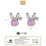 TrustDavis S999 Silver Rabbit Moonstone Stud Earrings for Girls