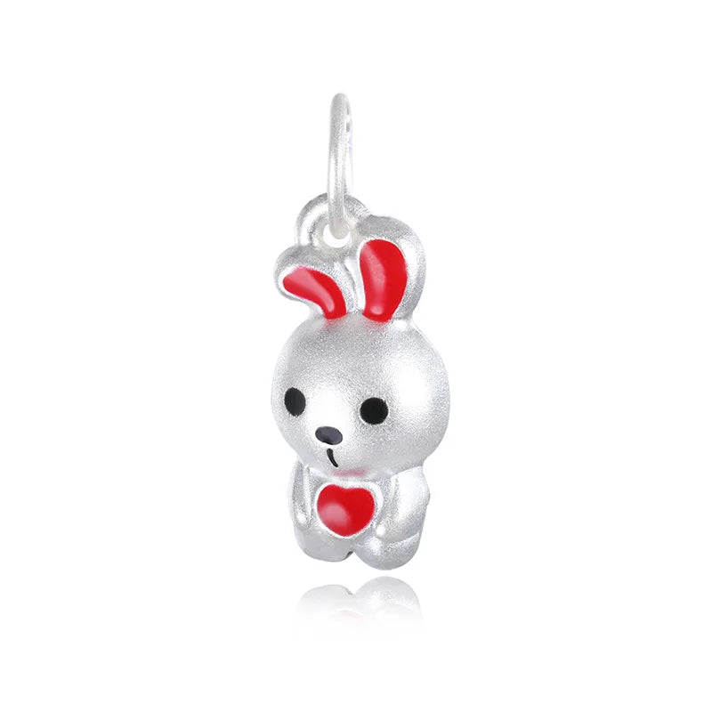 Davis S999 Sterling Silver Rabbit Charm Pendant DIY Jewelry DZ752