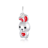 Davis S999 Sterling Silver Rabbit Charm Pendant DIY Jewelry DZ752