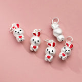 Davis S999 Sterling Silver Rabbit Charm Pendant DIY Jewelry DZ752