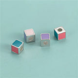 TrustDavis Sterling Silver Geometric Square Bracelet Necklace Beads DIY Jewelry