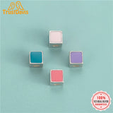 TrustDavis Sterling Silver Geometric Square Bracelet Necklace Beads DIY Jewelry