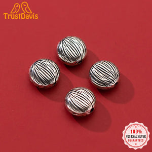 TrustDavis Sterling Silver 12mm Round Bead Charm - DIY Jewelry HY389