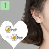 Davis Sterling Silver Flower Charm Stud Earrings for Women