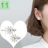 Davis Sterling Silver Flower Charm Stud Earrings for Women