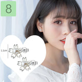 Davis Sterling Silver Flower Charm Stud Earrings for Women